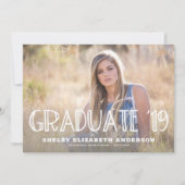 卒業生2019手書きの| 2つの写真の卒業 招待状 (正面)