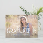 卒業生2019手書きの| 2つの写真の卒業 招待状 (スタンド正面)