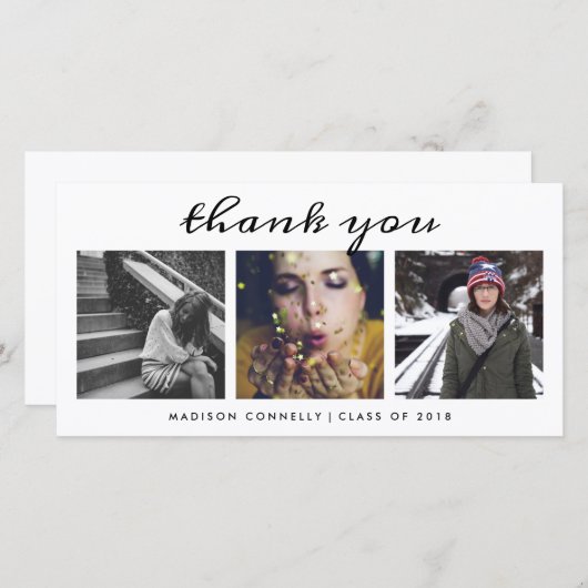 卒業生3の写真|のモダンは感謝していしています サンキューカード (正面/裏面)
