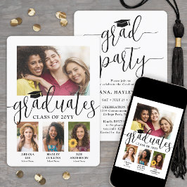 卒業生3名写真共同パーティー 招待状