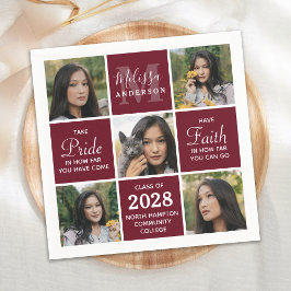 卒業生5写真コラージュBurgundy卒業 スタンダードカクテルナプキン