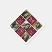 卒業生5写真コラージュBurgundy卒業 スタンダードカクテルナプキン (角)