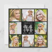 卒業生8写真コラージュ黒卒業 案内状 (正面)