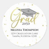 卒業生 ゴールド 卒業 カリグラフィー 返信先住所 ラウンドシール (正面)
