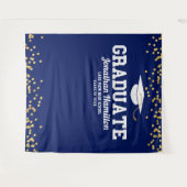 卒業生 ネイビーブルー 卒業パーティー 背景 タペストリー (正面(横))