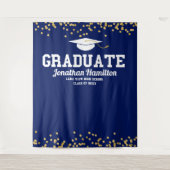卒業生 ネイビーブルー 卒業パーティー 背景 タペストリー (正面)