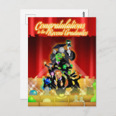 卒業生（ブラック）カードおめでとう ポストカード (正面/裏面)