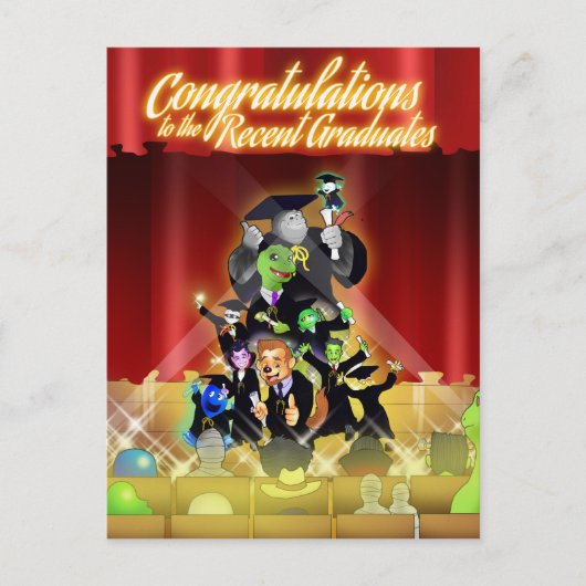 卒業生（ブラック）カードおめでとう ポストカード (正面)