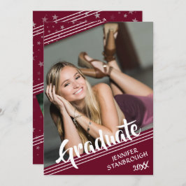 卒業生、ライン&スター |編集可能な色 | 4 – 写真 招待状