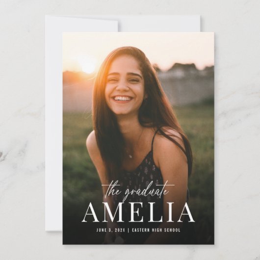 卒業生 |卒業式はっきりしたのお知らせ 招待状 (正面)