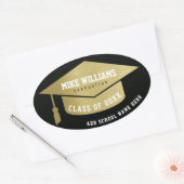 卒業生/卒業生/卒業のフェイクな金ゴールド/黒 楕円形シール (封筒)