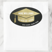 卒業生/卒業生/卒業のフェイクな金ゴールド/黒 楕円形シール (バッグ)