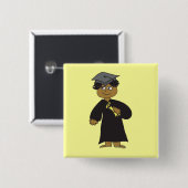 卒業生、民族男性 缶バッジ (正面&裏面)