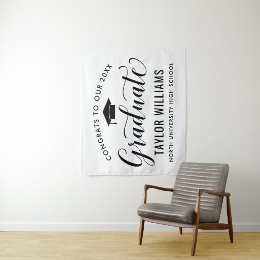 卒業生 白い卒業式の祝い タペストリー (インサイチュ)