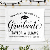 卒業生 白い卒業式の祝い タペストリー