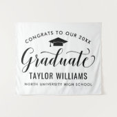 卒業生 白い卒業式 おめでとうございます タペストリー (正面(横))