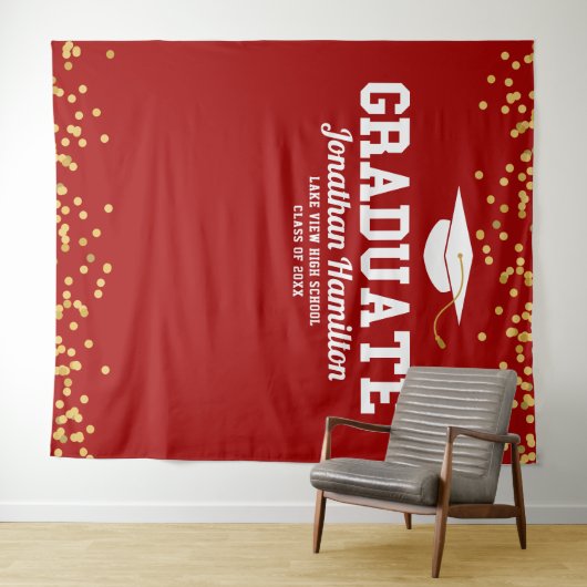 卒業生 赤金 卒業パーティー 背景 タペストリー (インサイチュ(横))
