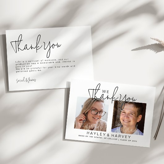 卒業生 | 2サイドのダブル卒業パーティー サンキューカード