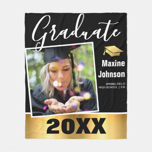 卒業生「2024年クラス」写真卒業記念 フリースブランケット (正面)