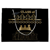 卒業生 – DIY年と名前 – 黒 ラージペーパーバッグ (裏面)