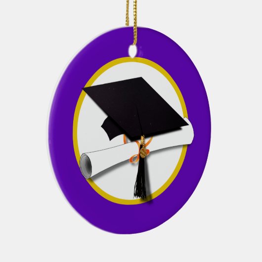 卒業用キャップ（卒業証書付き） -紫 セラミックオーナメント (右)