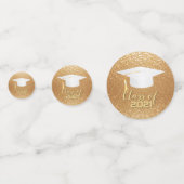 卒業用キャップ- 20XXクラス-金ゴールドグリッター コンフェッティ (正面)