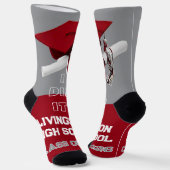 卒業用パーソナライズされたソックス – 赤と灰色 ソックス (傾斜あり)