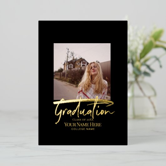 卒業用フォイル招待状カード 箔シーズンカード (立ち正面)