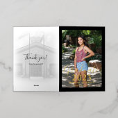 卒業用フォトフォイル招待状 箔グリーティングカード (外側レイダウン)