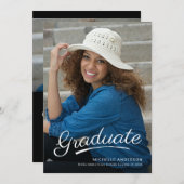 卒業用ブラモダンシスクリプト写真パーティー招待状 招待状 (正面/裏面)