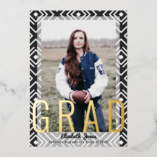 卒業用モダンフォトフォイル招待状 箔招待状 (正面)