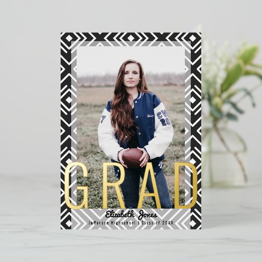 卒業用モダンフォトフォイル招待状 箔招待状 (立ち正面)