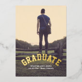 卒業男らしモダンパーソナライズされた 箔招待状 (正面)