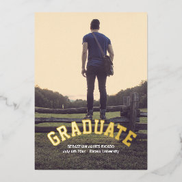 卒業男らしモダンパーソナライズされた 箔招待状