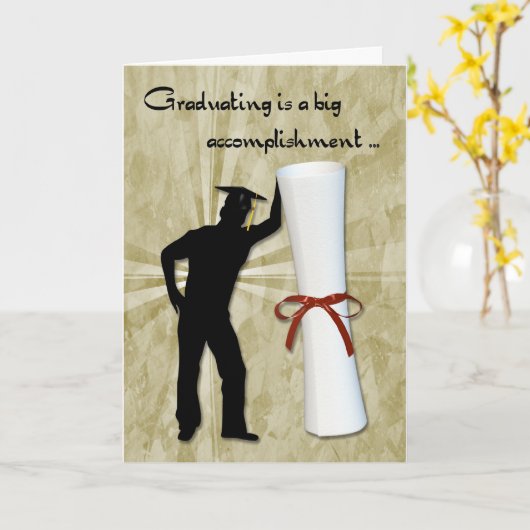 卒業男性卒業証書 カード (黄色い花)