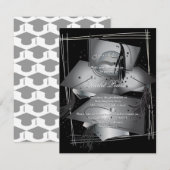 卒業発表お祝い白黒 招待状 (正面/裏面)