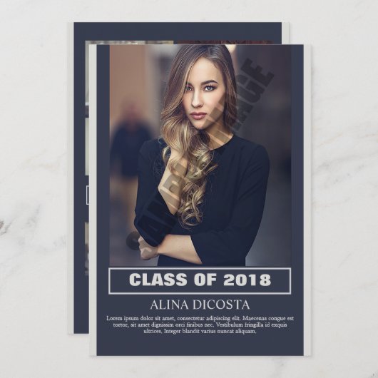 卒業発表と招待状 案内状 (正面/裏面)