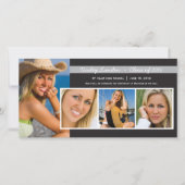 卒業発表の写真カード |黒 案内状 (正面)