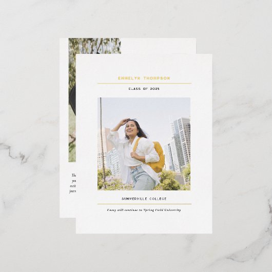 卒業発表はがきのミニマル 箔シーズンポストカード (正面/裏面)