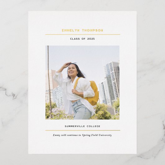 卒業発表はがきのミニマル 箔シーズンポストカード (正面)