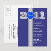 卒業発表はがきシルバーブルーPC170 案内ポストカード (正面/裏面)