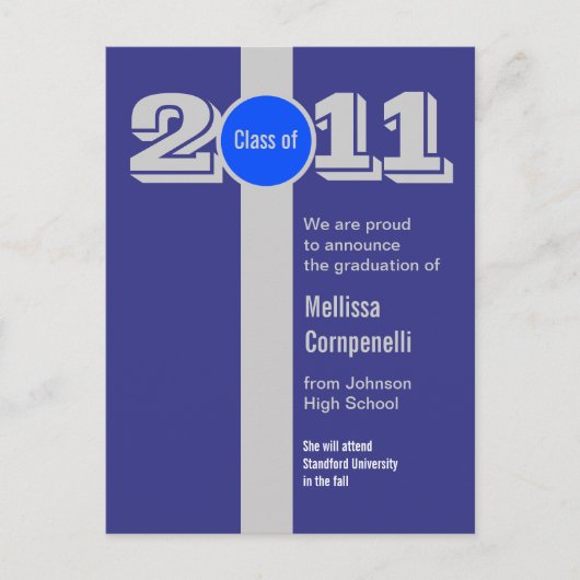 卒業発表はがきシルバーブルーPC170 案内ポストカード (正面)