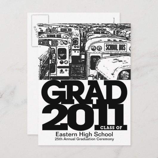 卒業発表はがきスクールバス1 案内ポストカード (正面/裏面)