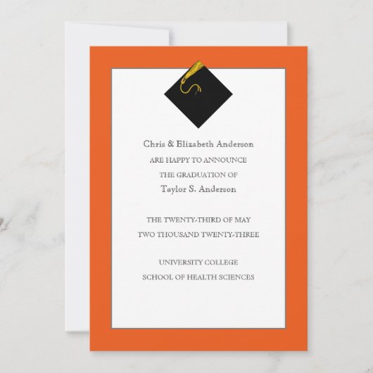 卒業発表オレンジ 招待状 (正面)