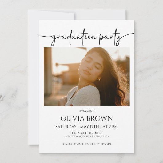 卒業発表カード卒業パーティー 招待状 (裏面)