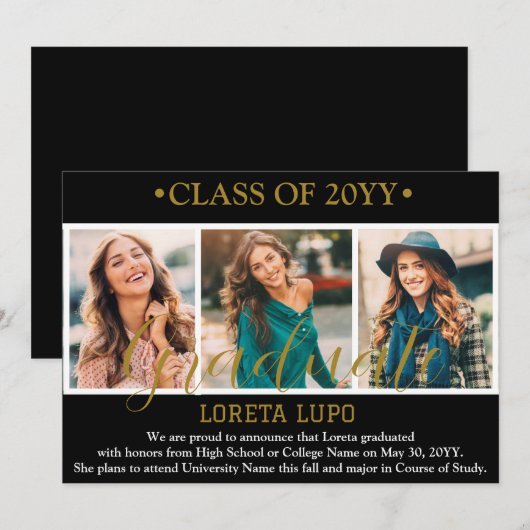 卒業発表カード 案内状 (正面/裏面)