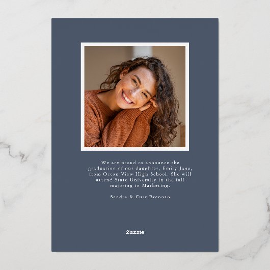 卒業発表グラッドフォトカード 箔招待状 (裏面)