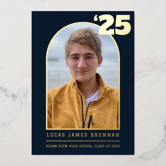 卒業発表グラッドフォトカード 箔招待状 (正面)