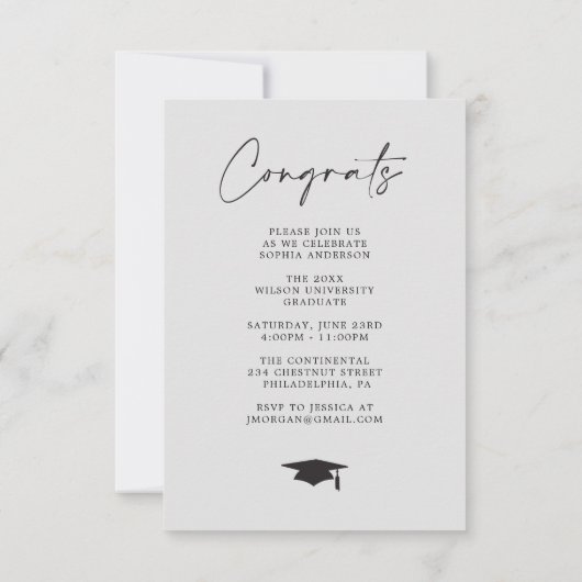 卒業発表グラードパーティの招待状 案内状 (裏面)