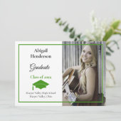 卒業発表グリーンキャップと写真 招待状 (スタンド正面)